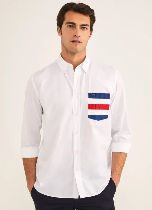 Chemise Nautique En Popeline De Coton