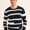 Pull A Rayures En Intarsia