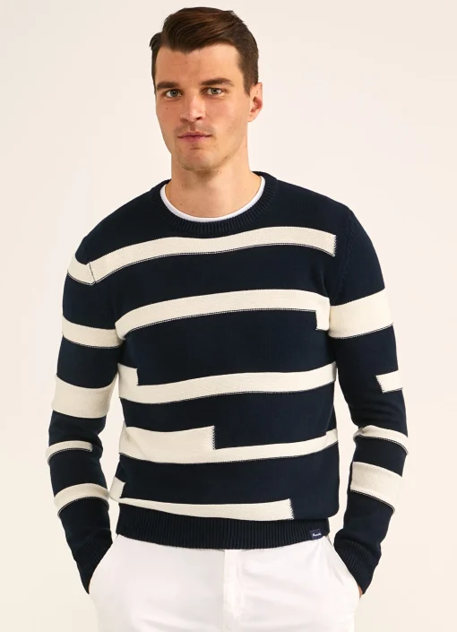 Pull A Rayures En Intarsia