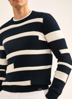 Pull A Rayures En Intarsia