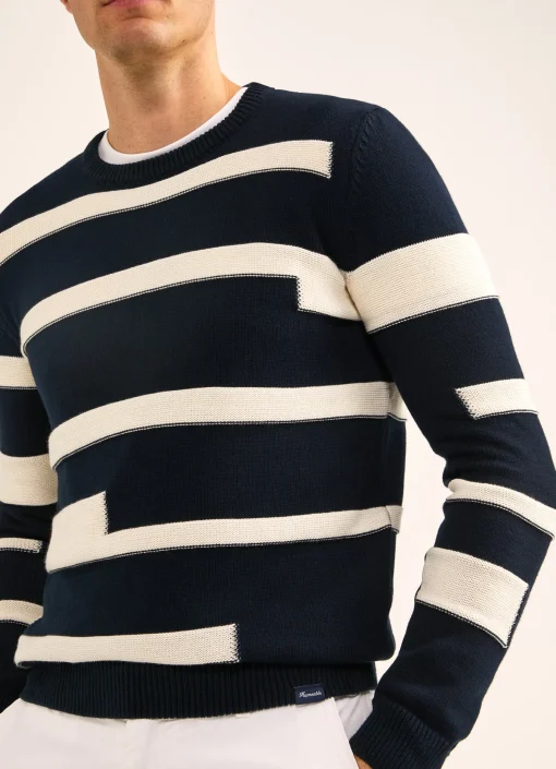 Pull A Rayures En Intarsia